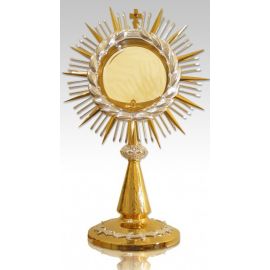 Monstrancja złocona z ozdobnymi elementami, na dużą hostię - 45 cm (S044) - MONSTRANCJE