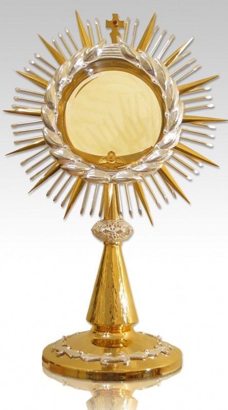 Monstrancja złocona z ozdobnymi elementami, na dużą hostię - 45 cm (S044) - MONSTRANCJE - Nowość