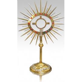 Monstrancja złocona z ozdobnymi elementami, na dużą hostię - 80 cm (S045) - MONSTRANCJE
