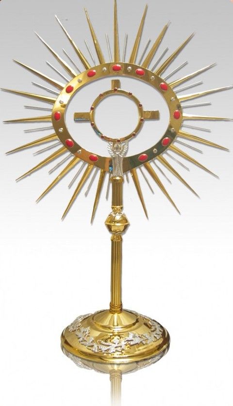 Monstrancja złocona z ozdobnymi elementami, na dużą hostię - 80 cm (S045) - MONSTRANCJE - Nowość