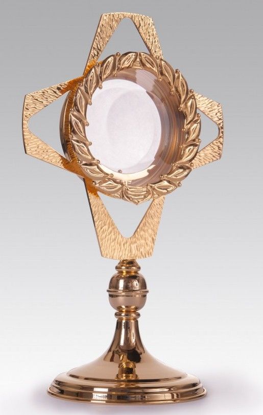 Monstrancja złocona z ozdobnymi krzewami, na dużą hostię - 73 cm (S047) - MONSTRANCJE - Nowość