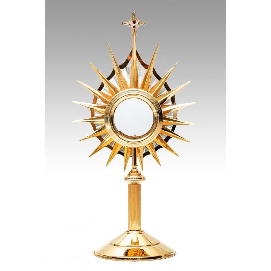 Monstrancja złocona z ozdobnymi elementami, na dużą hostię - 73 cm (S048) - MONSTRANCJE - Nowość