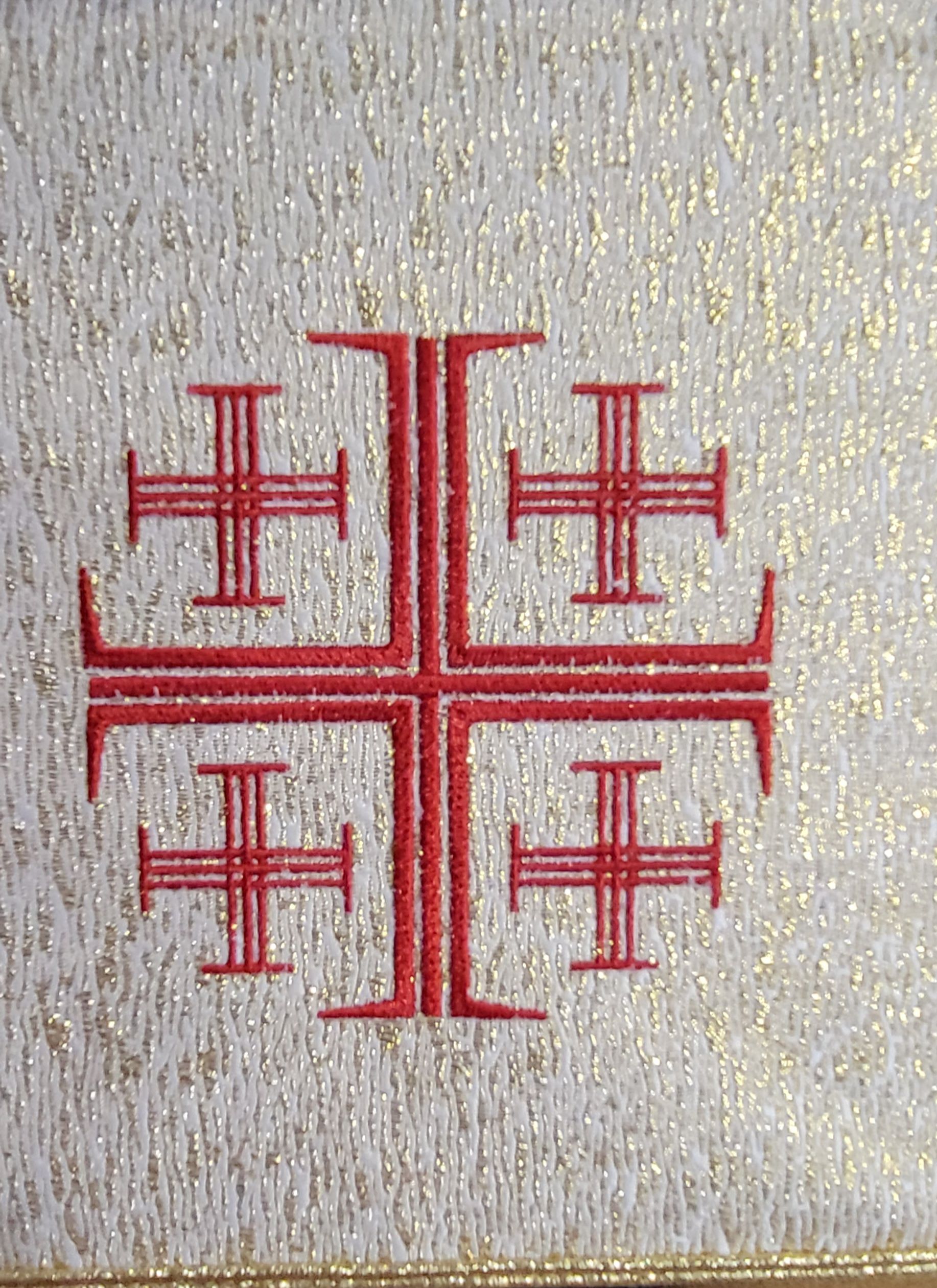 Bursa do chorych haftowana, wzór krzyż jerozolimski (38) - BURSY, ZESTAWY DO CHORYCH - zdjęcie 2 - Bursa do chorych haftowana (38)