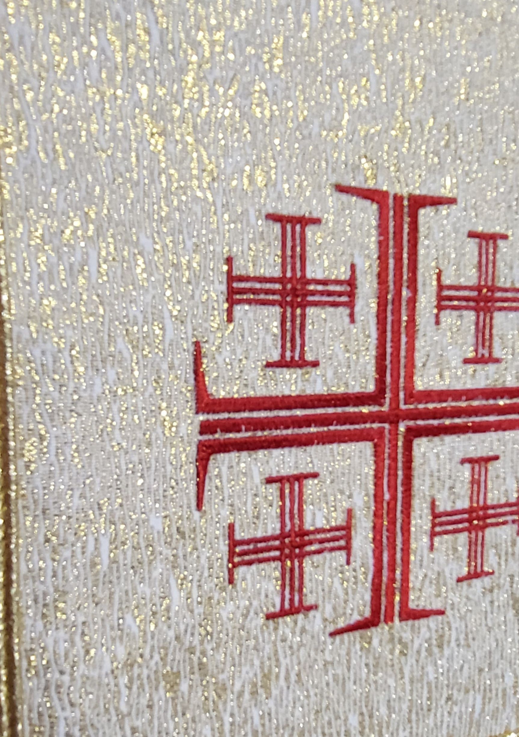 Bursa do chorych haftowana, wzór krzyż jerozolimski (38) - BURSY, ZESTAWY DO CHORYCH - zdjęcie 3 - Bursa do chorych haftowana (38)