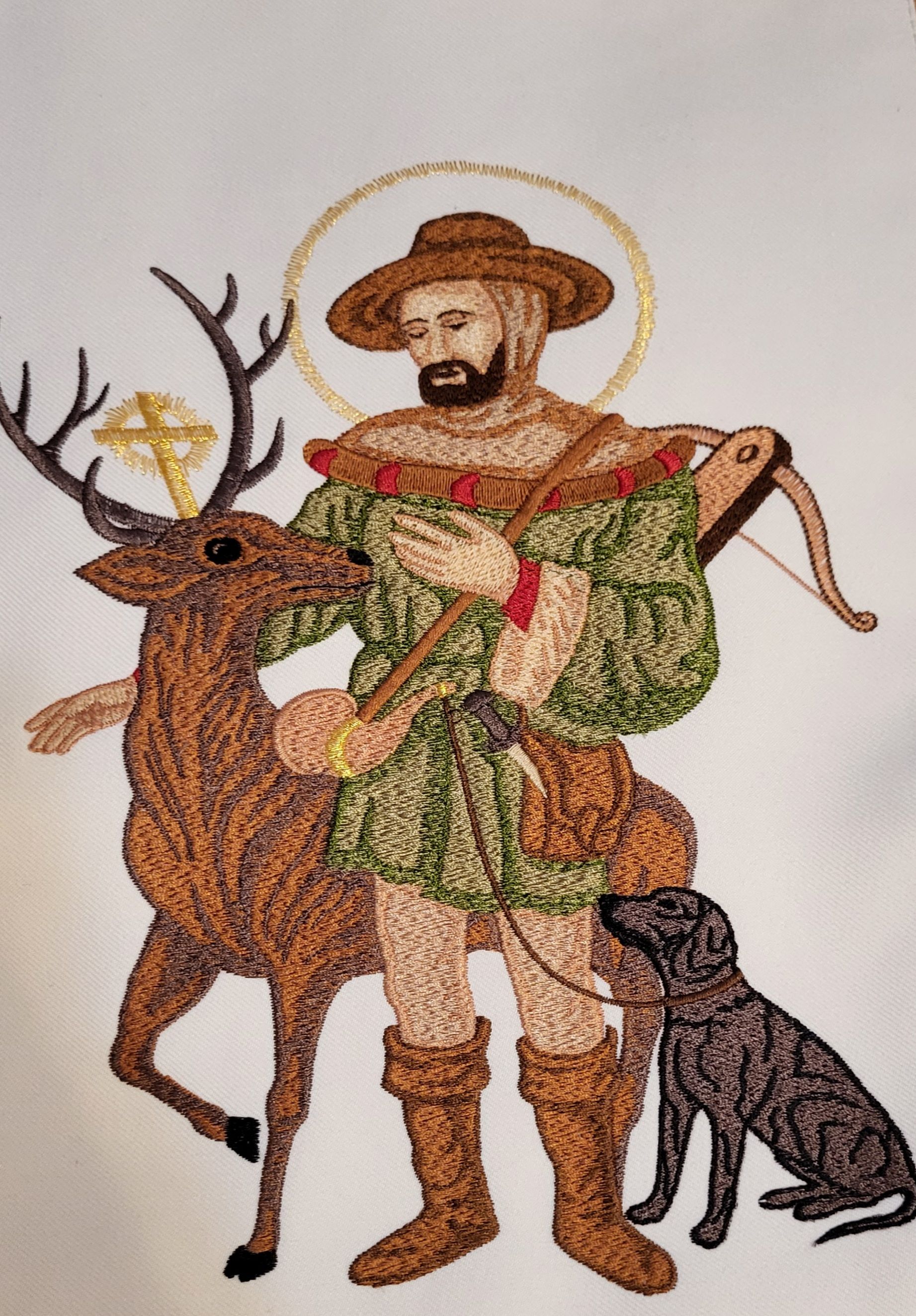 Ornat haftowany św. Hubert - Ornaty z wizerunkiem świętych - zdjęcie 2 - Ornat haftowany św. Hubert