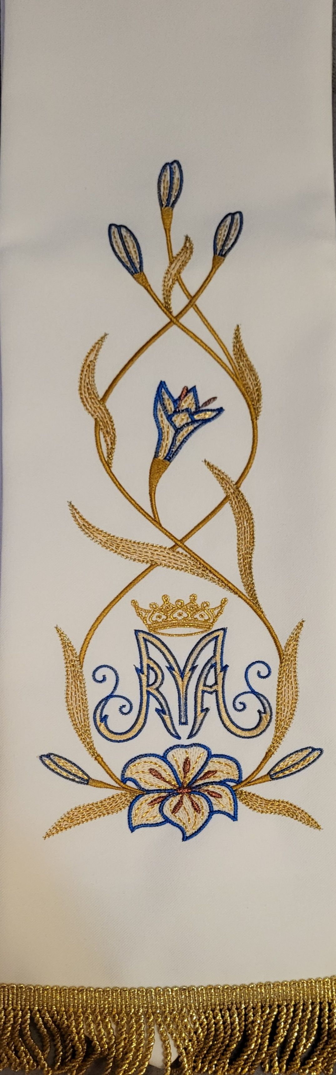 Stuła haftowana Serce Matki Bożej (38) - Z POSTACIAMI - zdjęcie 2 - Stuła haftowana Serce Matki Bożej (38)