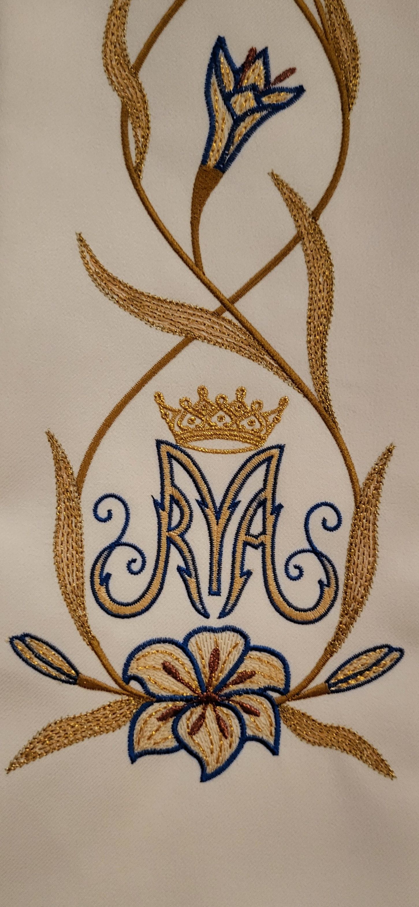 Stuła haftowana Serce Matki Bożej (38) - Z POSTACIAMI - zdjęcie 3 - Stuła haftowana Serce Matki Bożej (38)