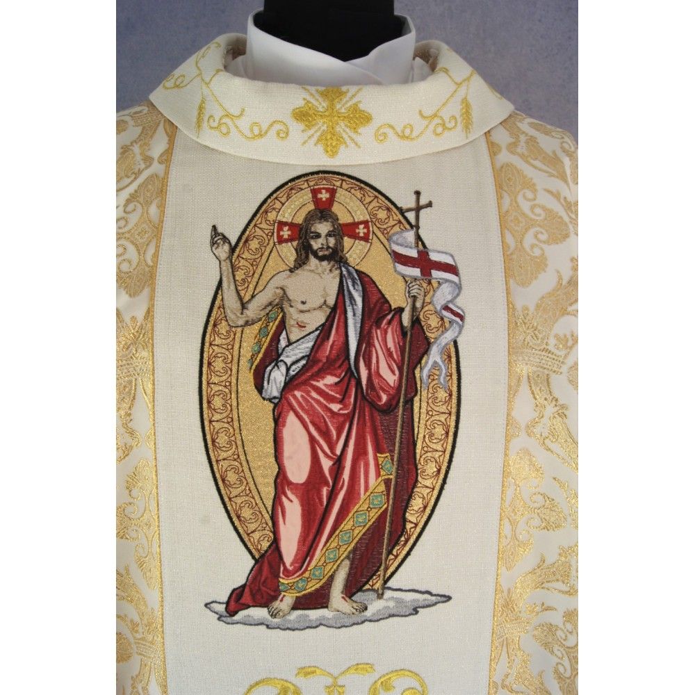 Ornat  haftowany z wizerunkiem  Jezusa Chrystusa - ORNATY WIELKANOCNE - zdjęcie 2 - Ornat  haftowany z wizerunkiem  Jezusa Chrystusa