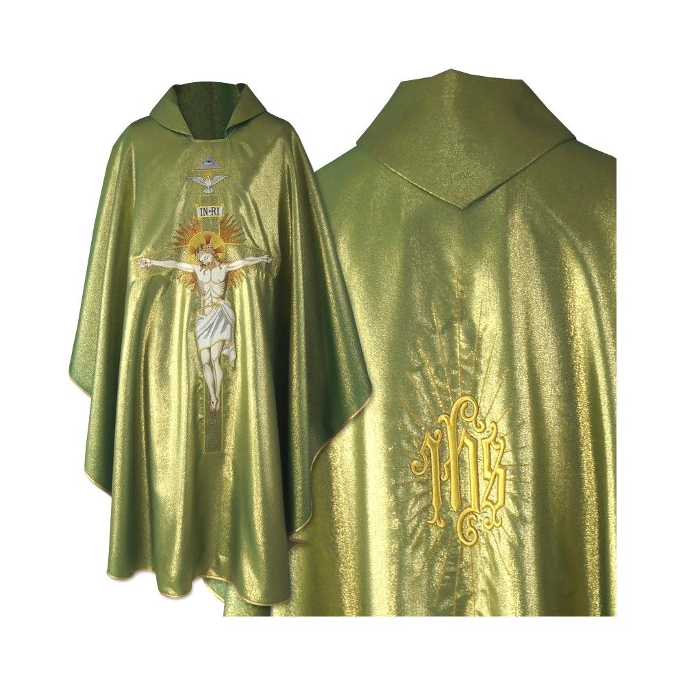 Ornat gotycki zielony - Ukrzyżowanie Jezusa (25) - ORNATY WIELKANOCNE - Nowość