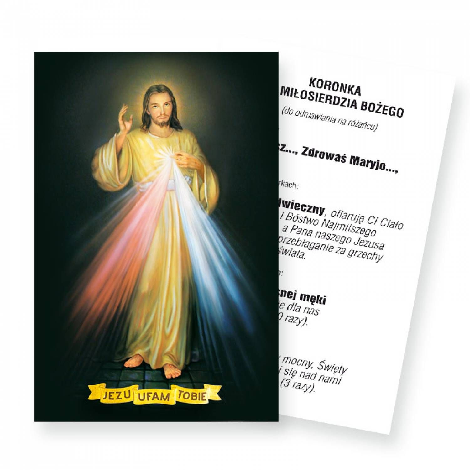 Obrazek z modlitwą Jezu Ufam Tobie - 1 szt - RÓŻAŃCE, KORONKI, TAJEMNICE RÓŻAŃCOWE - Nowość