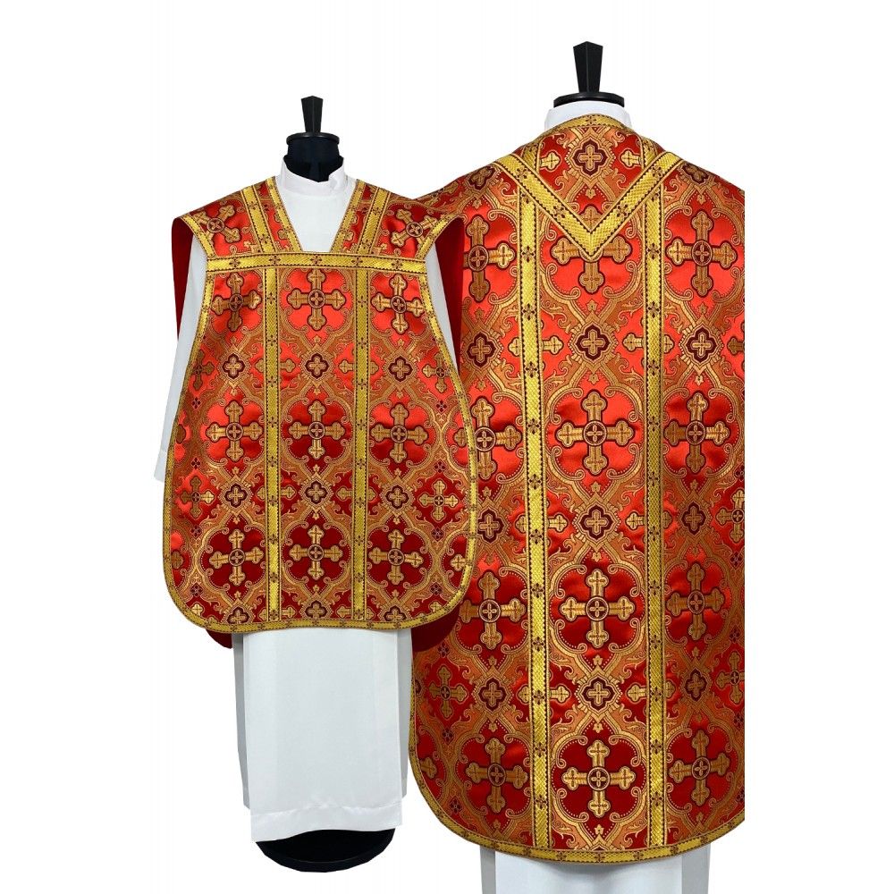 Ornat rzymski czerwony - tkanina jedwabna (24) - ORNATY NA WIELKI POST - Nowość