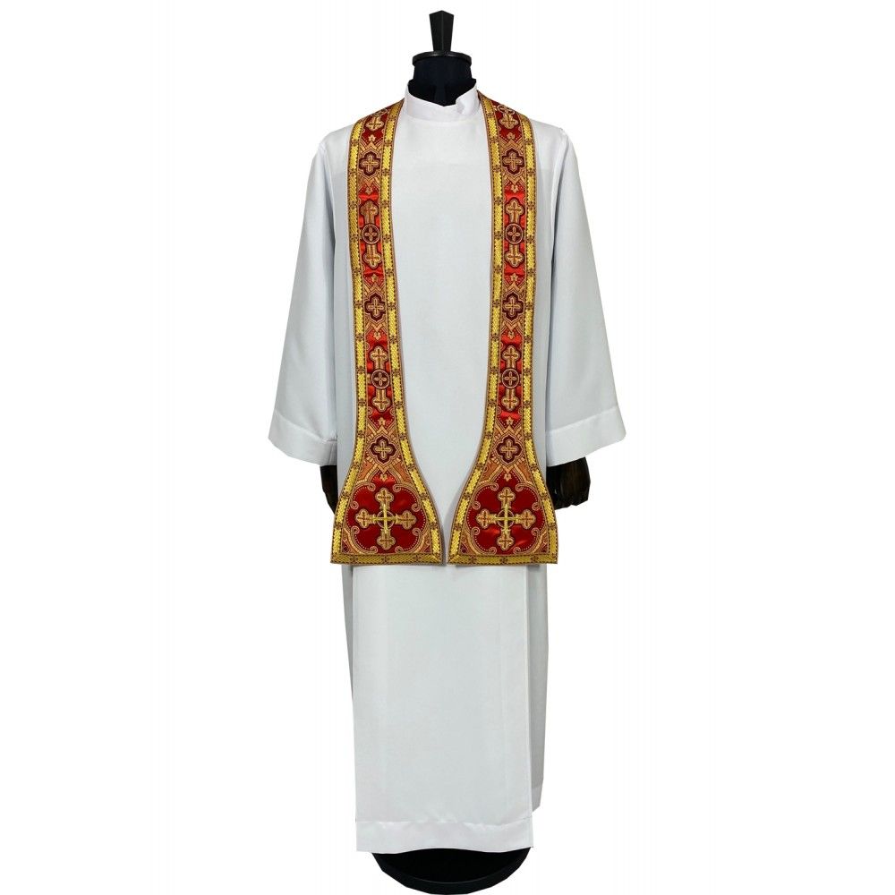 Ornat rzymski czerwony - tkanina jedwabna (24) - ORNATY NA WIELKI POST - zdjęcie 3 - Ornat rzymski czerwony - tkanina jedwabna (24)