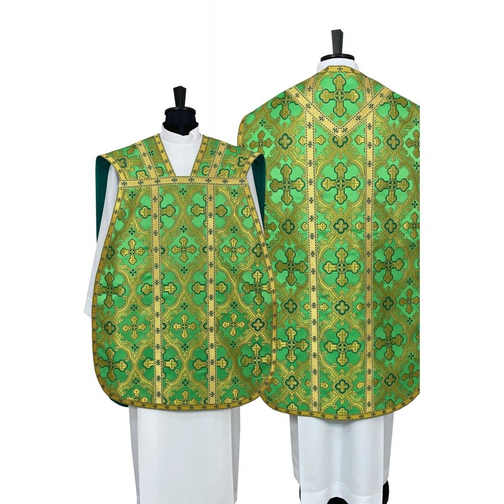 Ornat rzymski zielony - tkanina jedwabna (25) - Ornaty rzymskie - Nowość