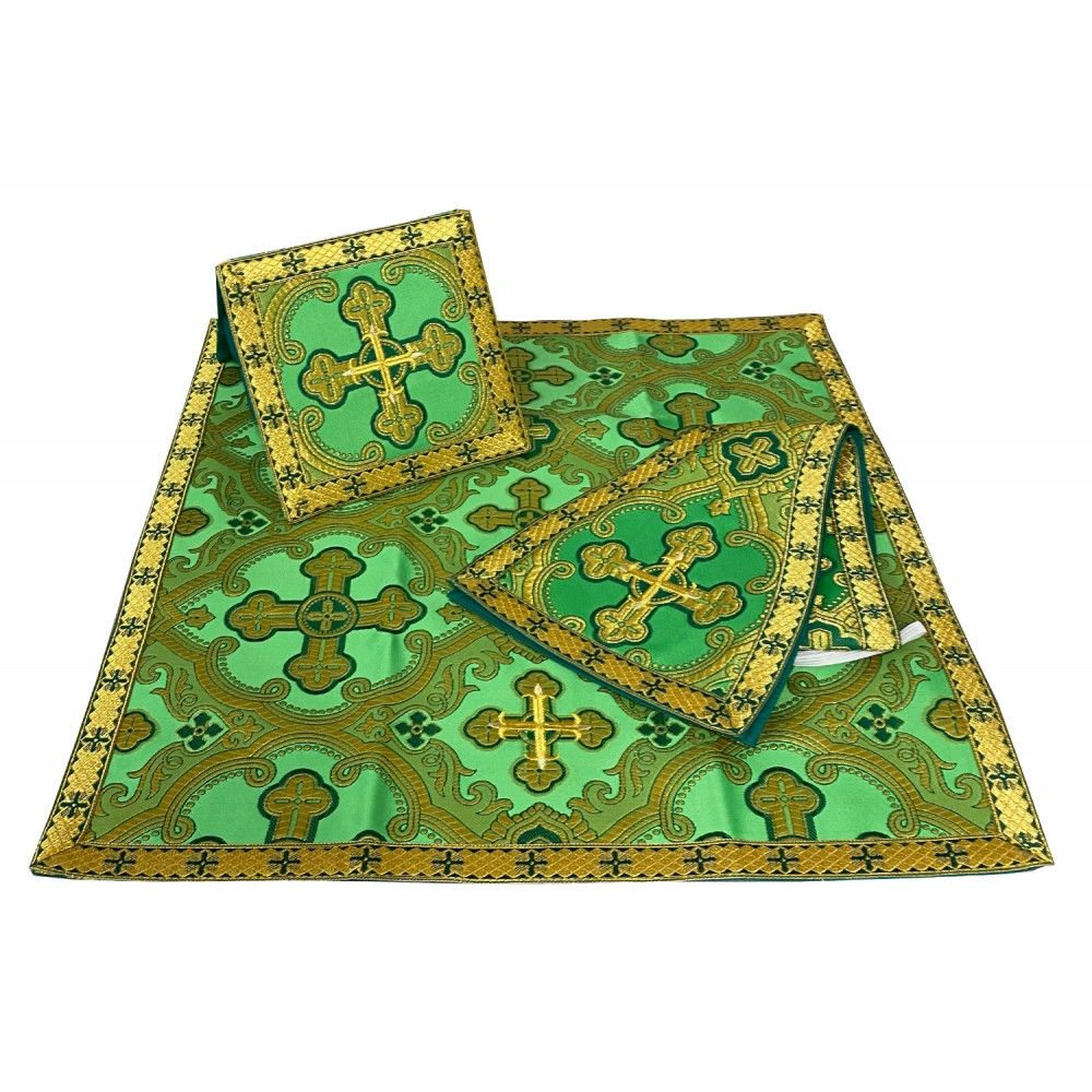 Ornat rzymski zielony - tkanina jedwabna (25) - Ornaty rzymskie - zdjęcie 2 - Ornat rzymski zielony - tkanina jedwabna (25)