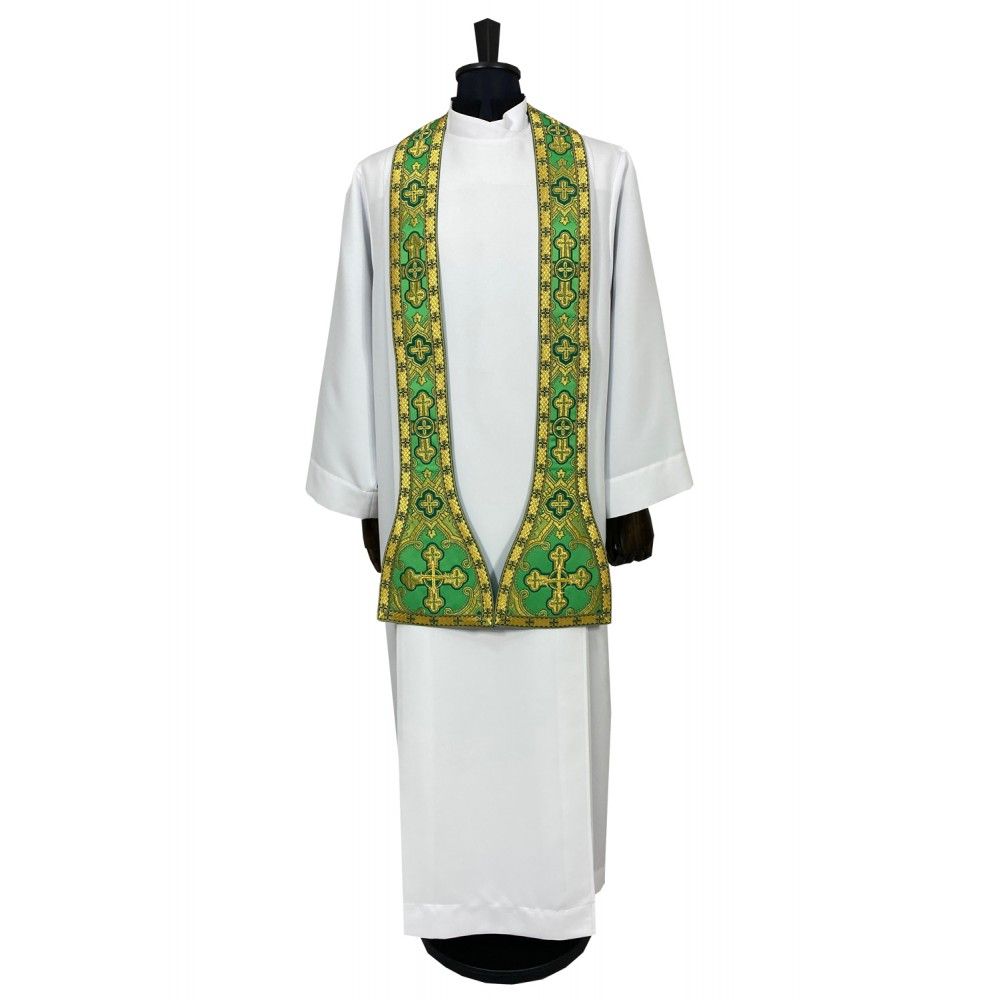 Ornat rzymski zielony - tkanina jedwabna (25) - Ornaty rzymskie - zdjęcie 3 - Ornat rzymski zielony - tkanina jedwabna (25)