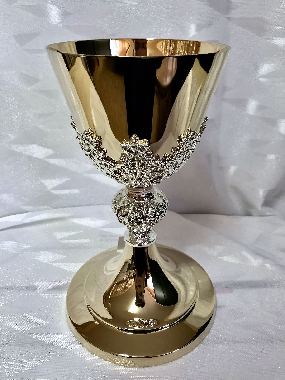 Kielich mszalny, winogrona srebrne - 20 cm (12D) - KIELICHY MSZALNE - Nowość