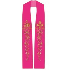 Stuła różowa IHS + ornament (2) - STUŁY NA WIELKI POST