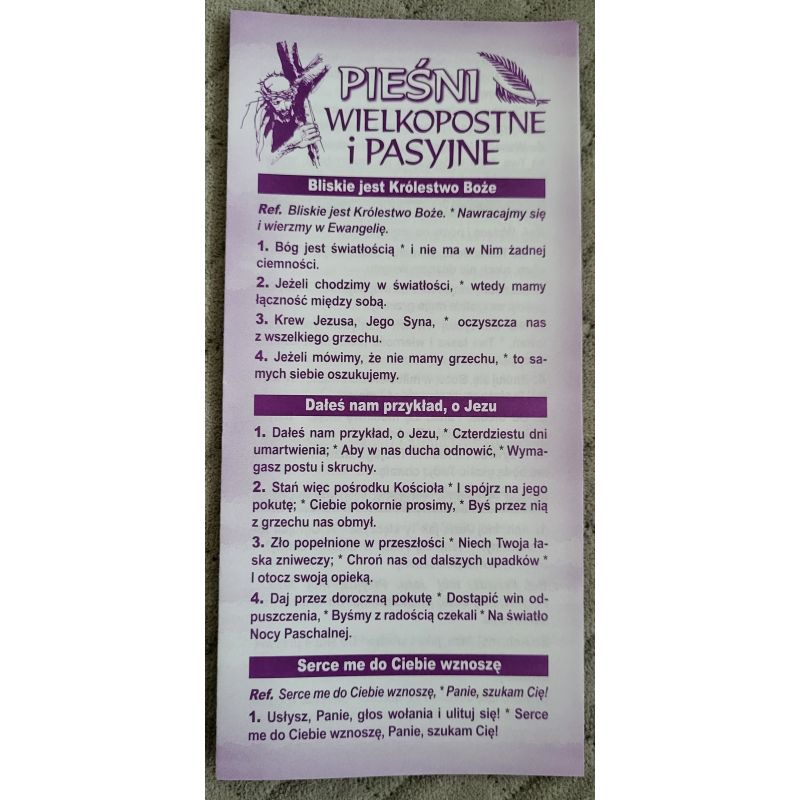 Pieśni wielkopostne i pasyjne - folder składany na 3 części - KSIĄŻKI, ROZWAŻANIA -  DROGA KRZYŻOWA - Pieśni wielkopostne i pasyjne - folder składany na 3 części
