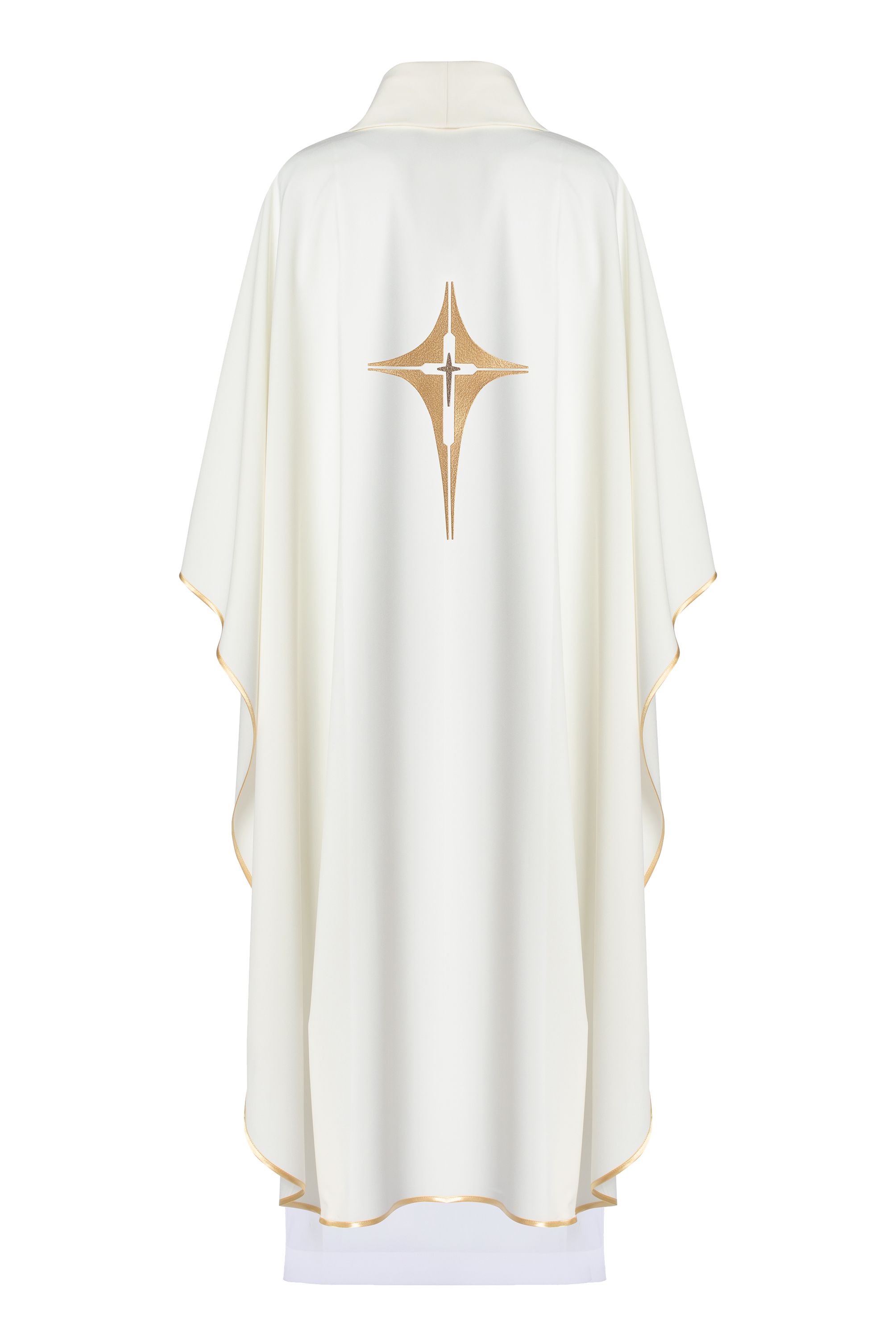 Ornat haftowany z symbolem Krzyża- ecru (H2) - Ornaty białe/ ecru - zdjęcie 2 - Ornat haftowany z symbolem Krzyża- ecru (H2)