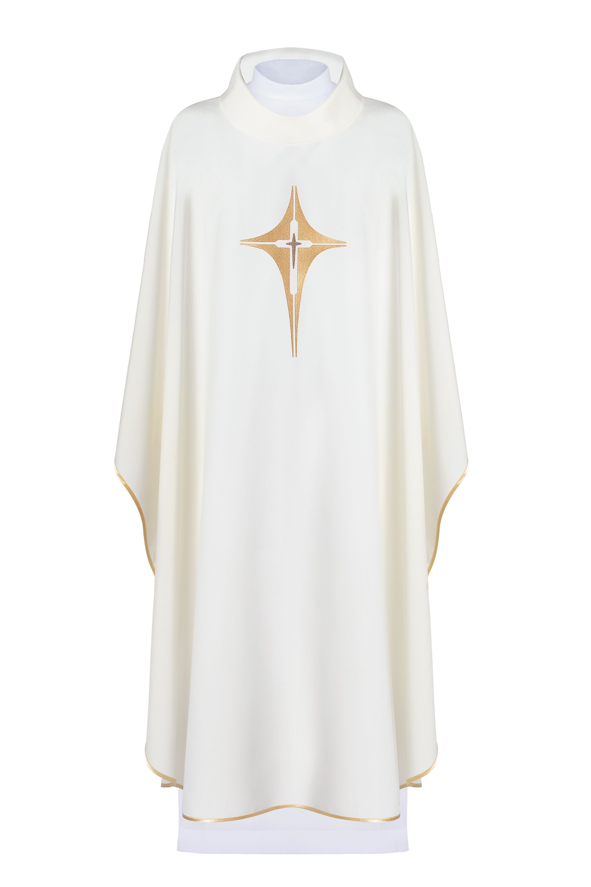 Ornat haftowany z symbolem Krzyża- ecru (H2) - Ornaty białe/ ecru - Nowość
