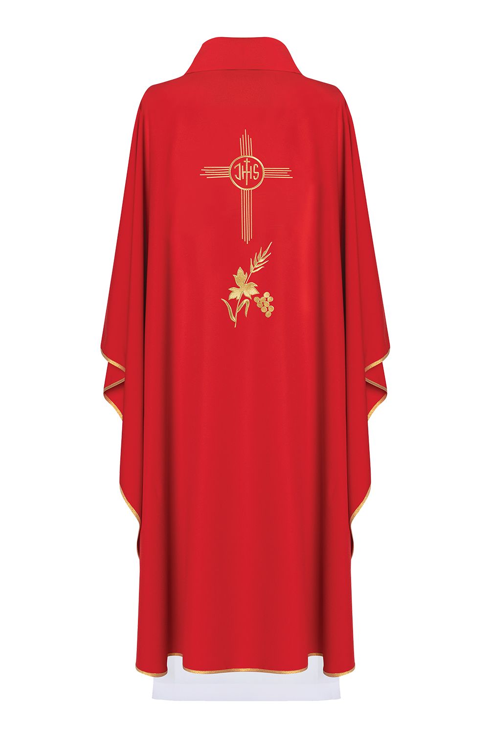 Ornat haftowany z symbolem IHS- czerwony (H3) - Ornaty czerwone - zdjęcie 2 - Ornat haftowany z symbolem IHS- czerwony (H3)