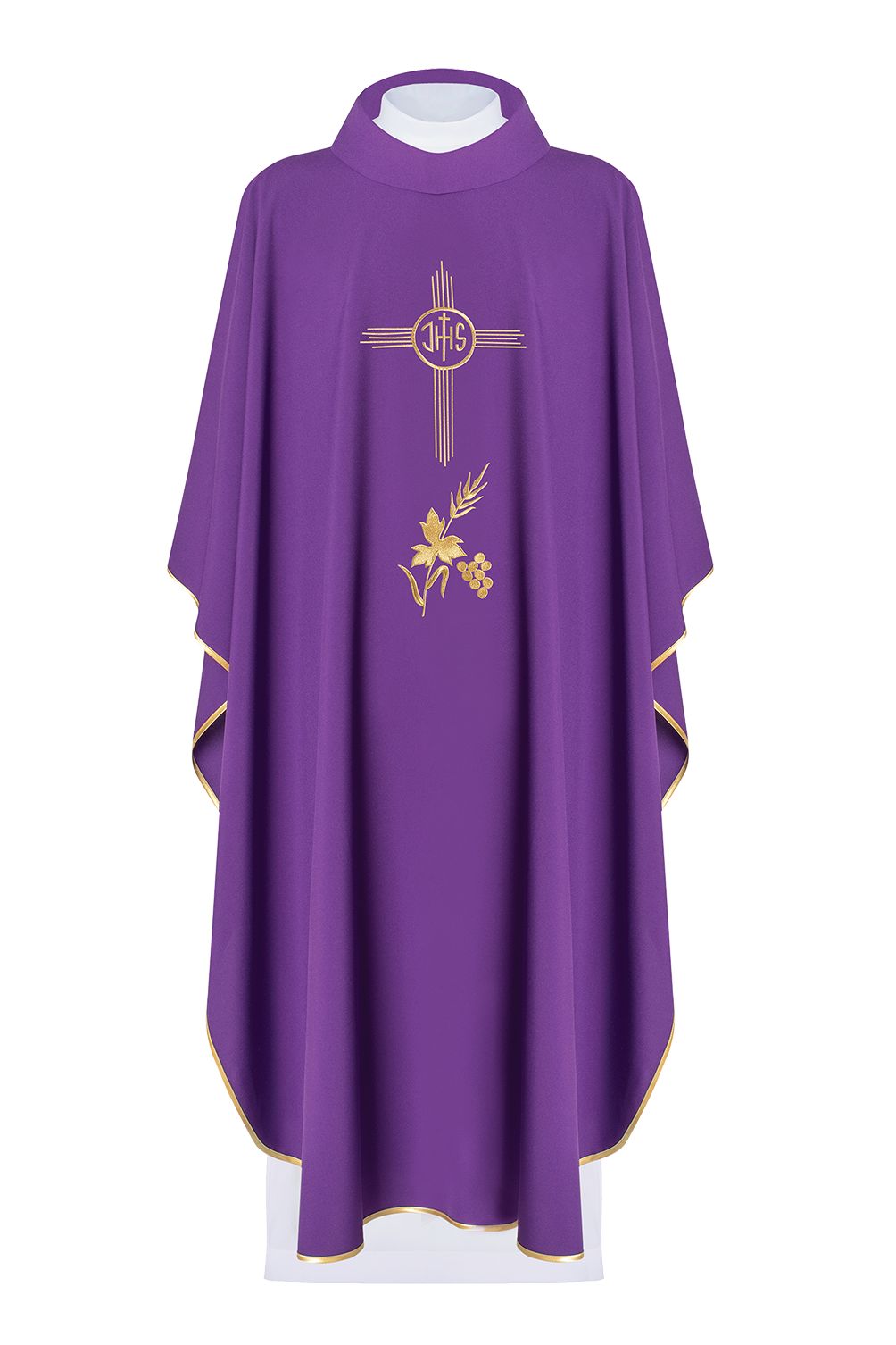 Ornat haftowany z symbolem IHS- fioletowy (H3) - Ornaty fioletowe - Nowość