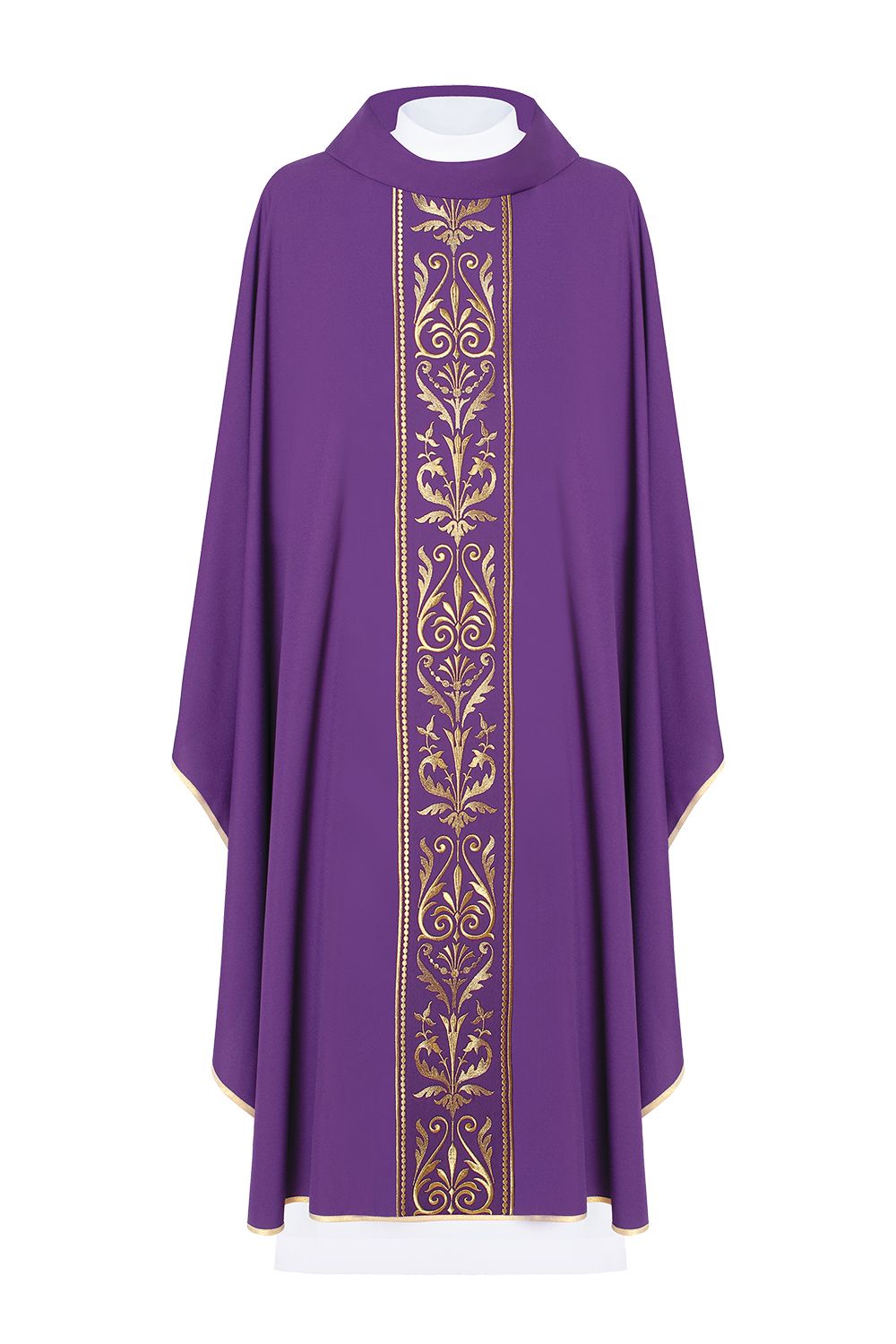 Ornat haftowany z ozdobnym pasem - fiolet (H4) - ORNATY NA WIELKI POST - Nowość