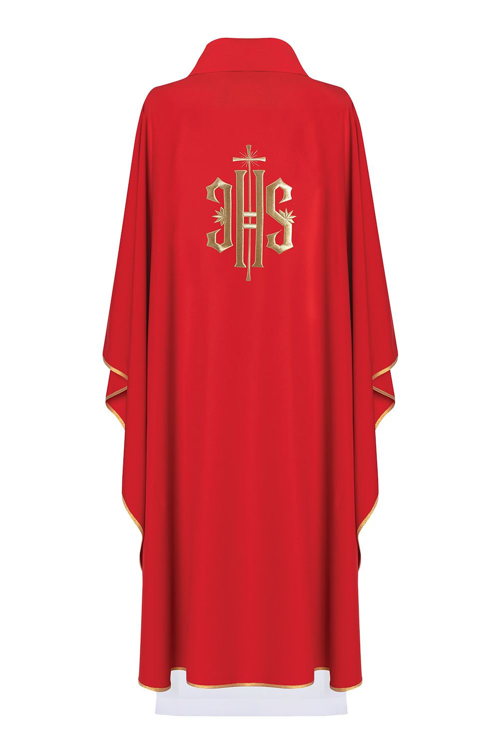 Ornat haftowany z symbolem IHS- czerwony (H5) - Ornaty czerwone - zdjęcie 2 - Ornat haftowany z symbolem IHS- czerwony (H5)