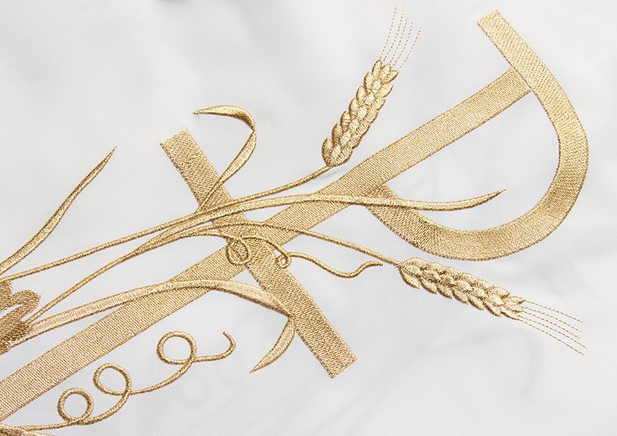 Ornat haftowany z ozdobnym haftem - ecru (H9) - Ornaty białe/ ecru - zdjęcie 3 - Ornat haftowany z ozdobnym haftem - ecru (H9)