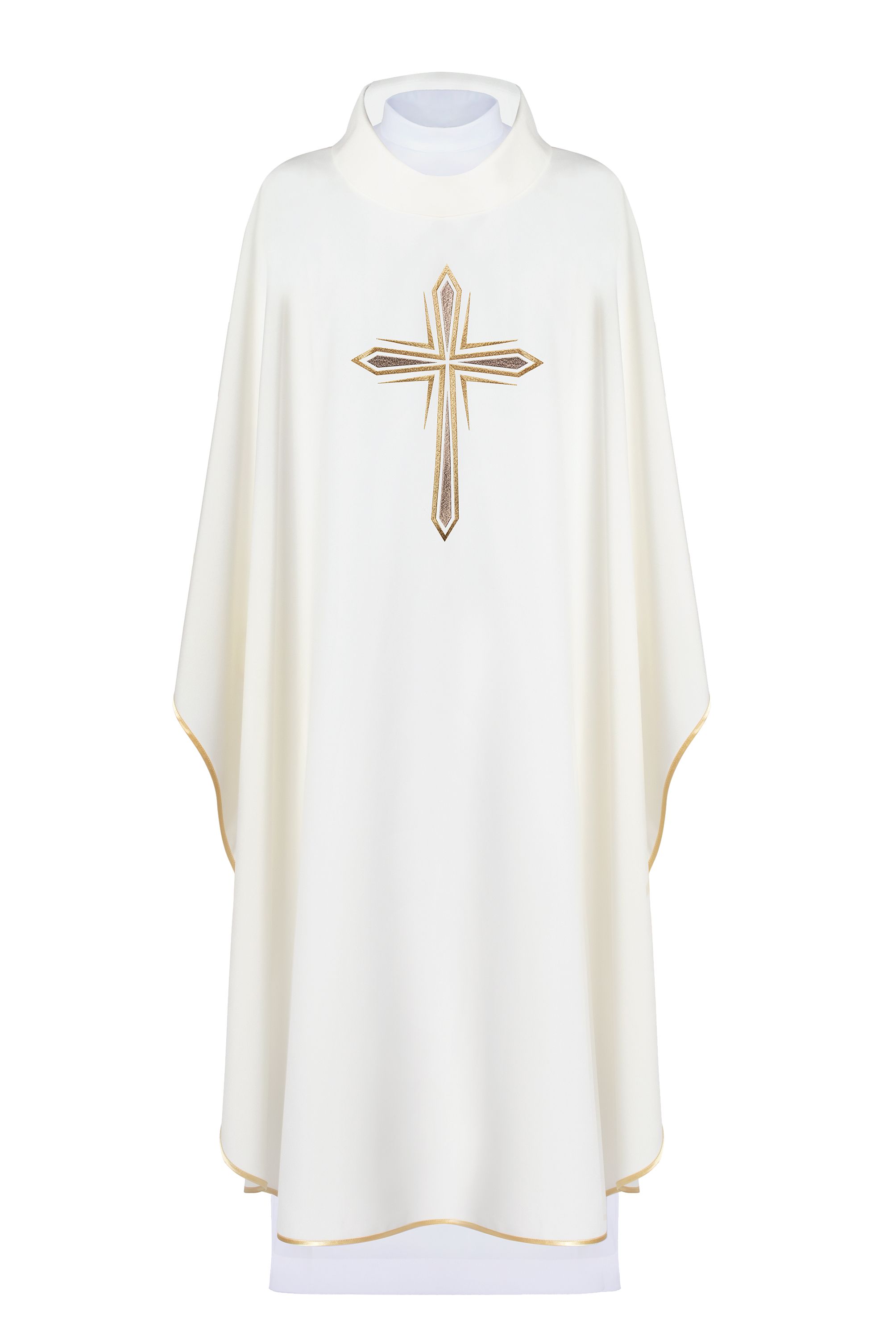 Ornat haftowany z symbolem krzyża - ecru (H11) - Ornaty białe/ ecru - Nowość