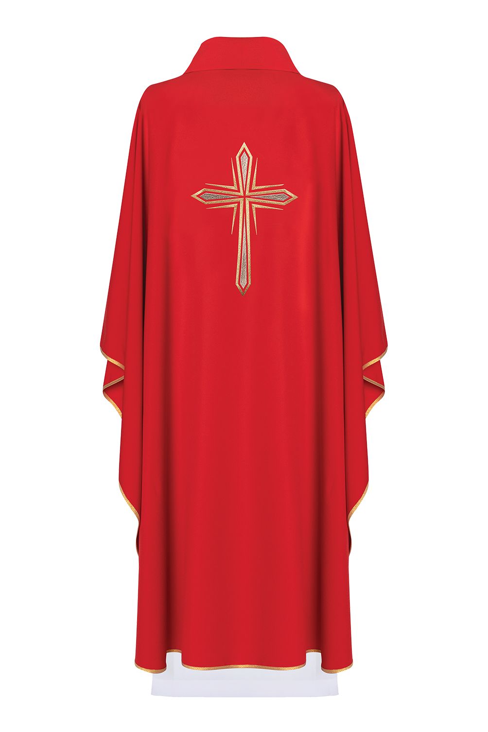 Ornat haftowany z symbolem krzyża - czerwony (H11) - Ornaty czerwone - zdjęcie 2 - Ornat haftowany z symbolem krzyża - czerwony (H11)