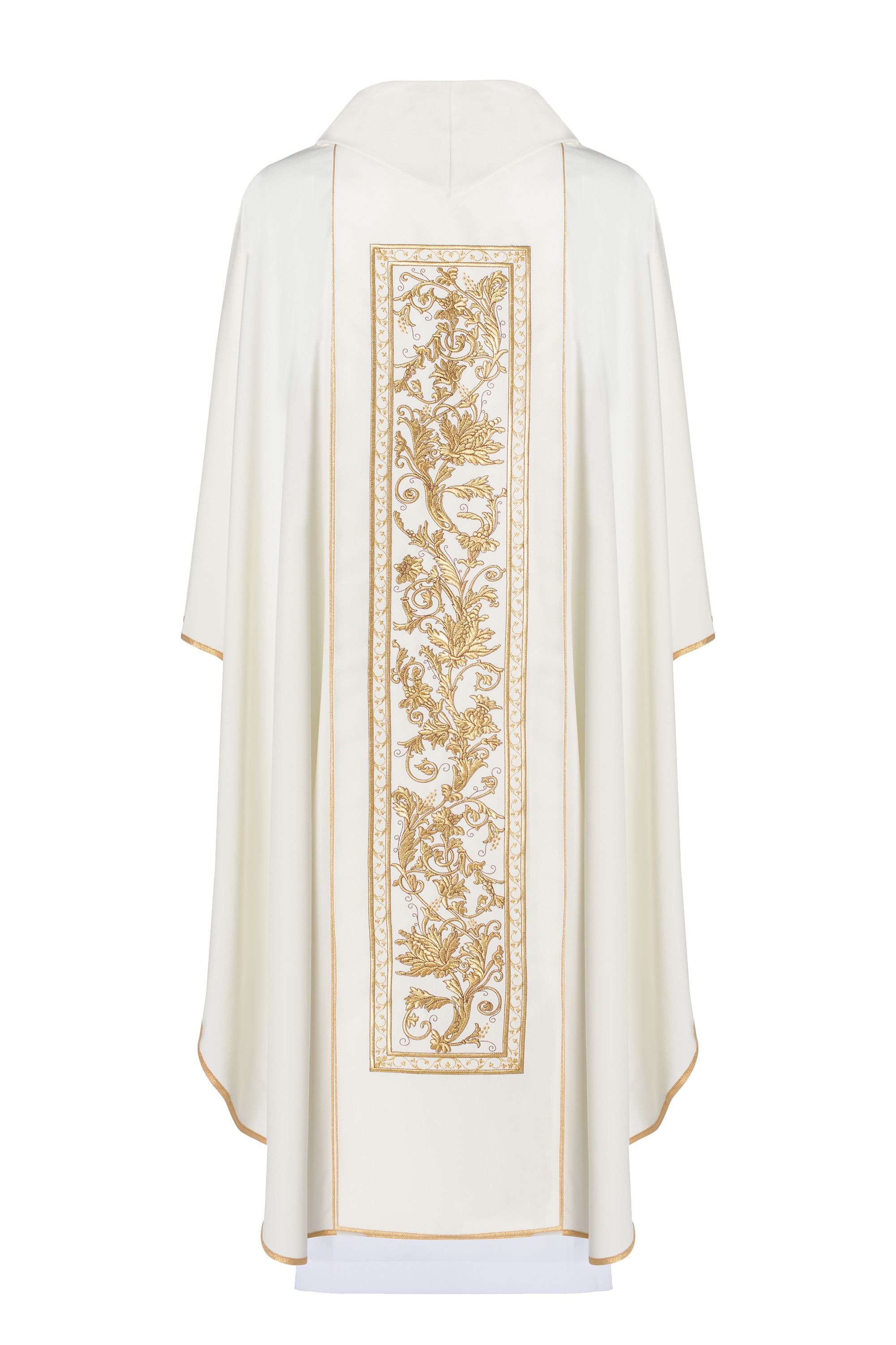 Ornat haftowany z symbolem kielicha eucharystycznego - ecru (H12) - Ornaty białe/ ecru - zdjęcie 2 - Ornat haftowany z symbolem kielicha eucharystycznego - ecru (H12)