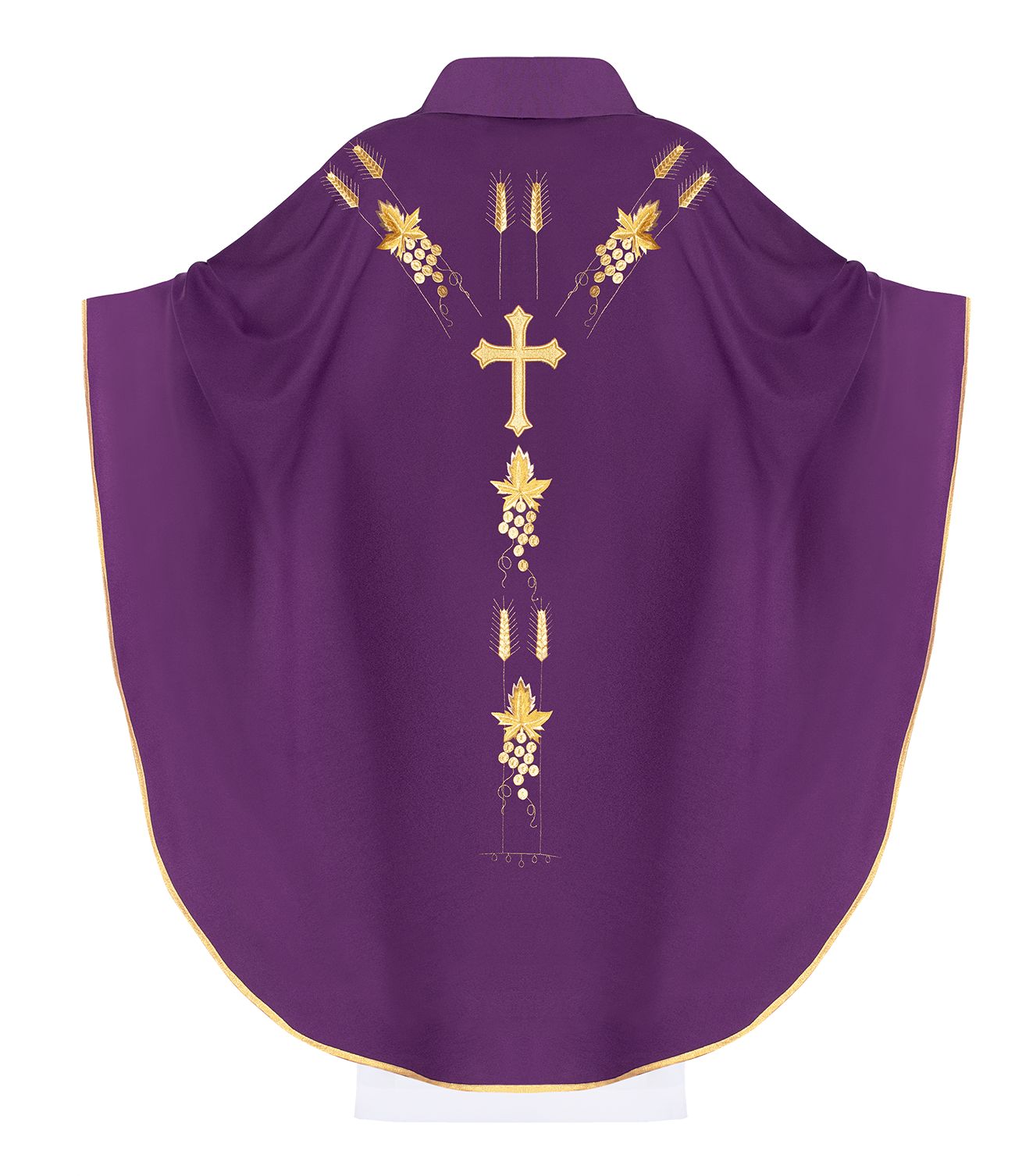 Ornat haftowany z symbolem IHS winogrona - fioletowy (H13) - Ornaty fioletowe - zdjęcie 2 - Ornat haftowany z symbolem IHS winogrona - fioletowy (H13)