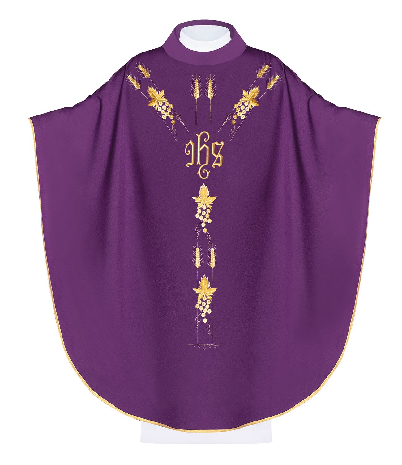 Ornat haftowany z symbolem IHS winogrona - fioletowy (H13) - Ornaty fioletowe - Nowość
