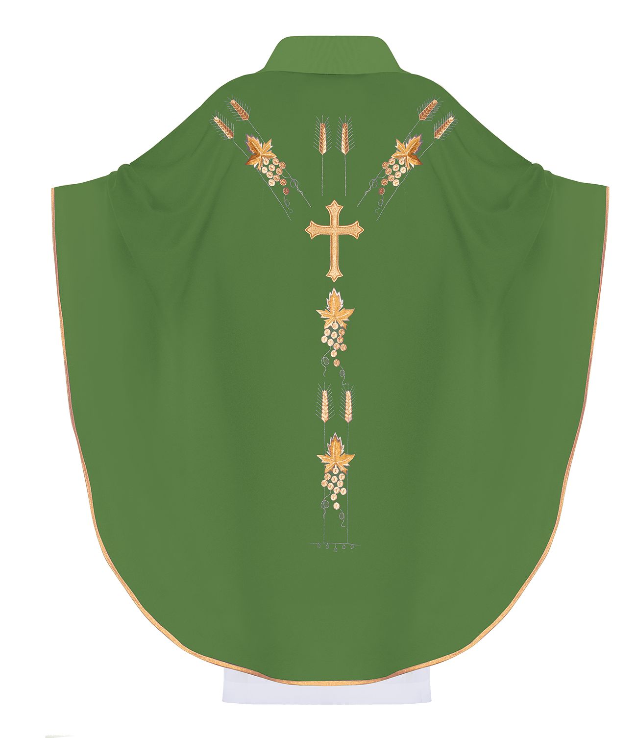 Ornat haftowany z symbolem IHS winogrona - zielony (H13) - Ornaty zielone - zdjęcie 2 - Ornat haftowany z symbolem IHS winogrona - zielony (H13)