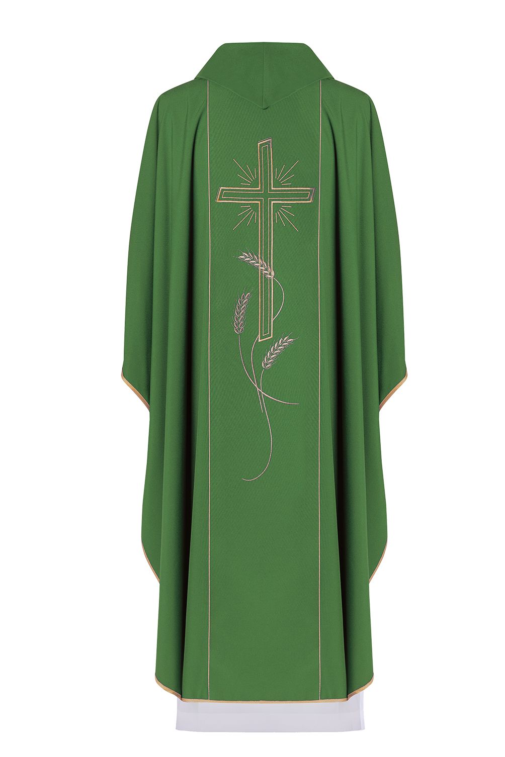 Ornat haftowany Krzyż z symbolem IHS - zielony (H14) - Ornaty zielone - zdjęcie 2 - Ornat haftowany Krzyż z symbolem IHS - zielony (H14)