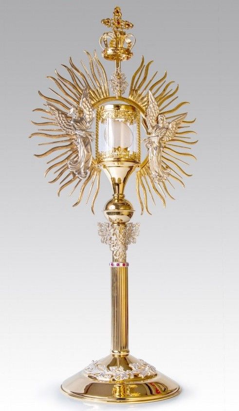 Monstrancja złocona z ozdobnymi elementami Aniołowie - 80 cm (S050) - MONSTRANCJE - Nowość