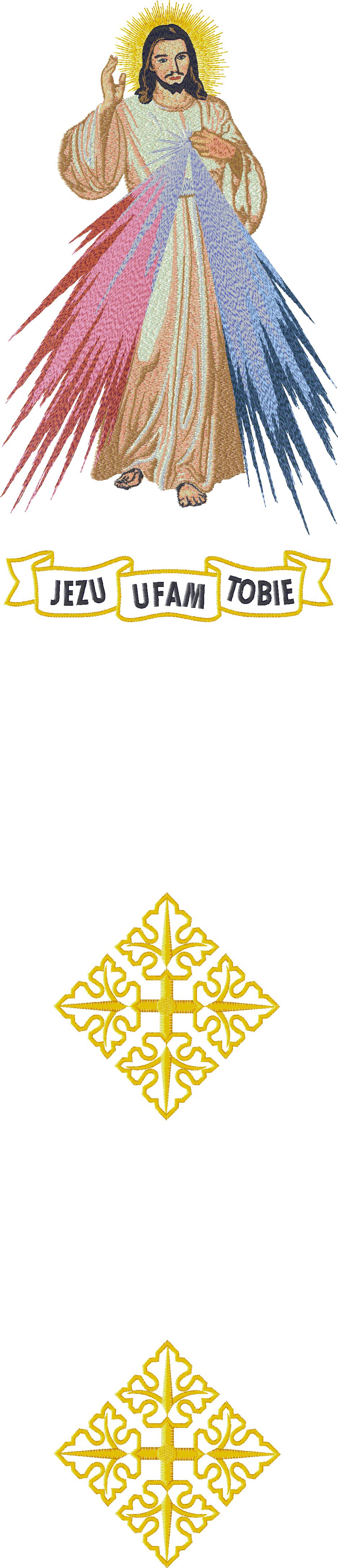 Ornat haftowany Jezu Ufam Tobie - ecru (H17) - Ornaty z Jezusem - zdjęcie 2 - Ornat haftowany Jezu Ufam Tobie - ecru (H17)