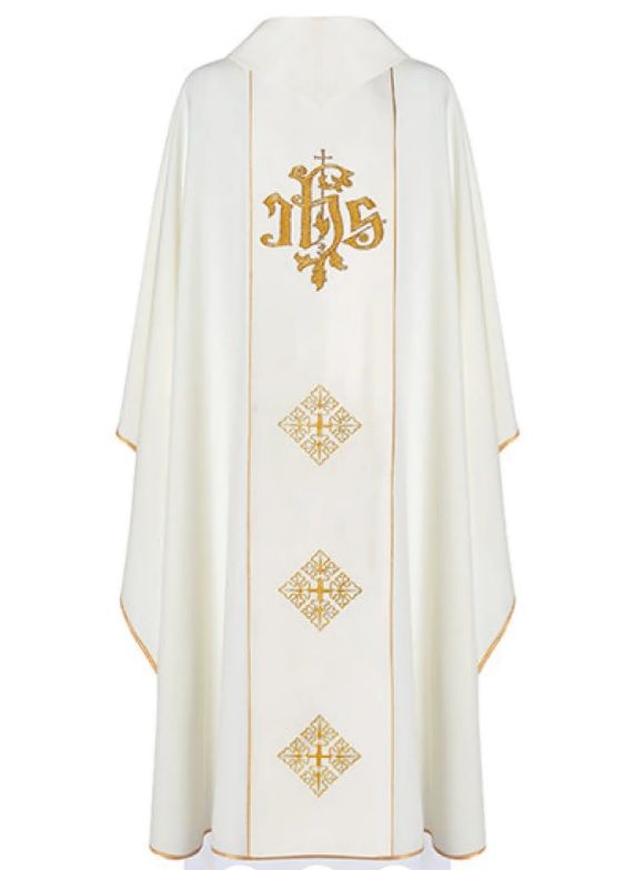 Ornat haftowany Jezu Ufam Tobie - ecru (H17) - Ornaty z Jezusem - zdjęcie 3 - Ornat haftowany Jezu Ufam Tobie - ecru (H17)