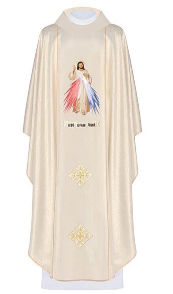 Ornat haftowany Jezu Ufam Tobie - ecru (H17) - Ornaty z Jezusem - zdjęcie 4 - Ornat haftowany Jezu Ufam Tobie - ecru (H17)