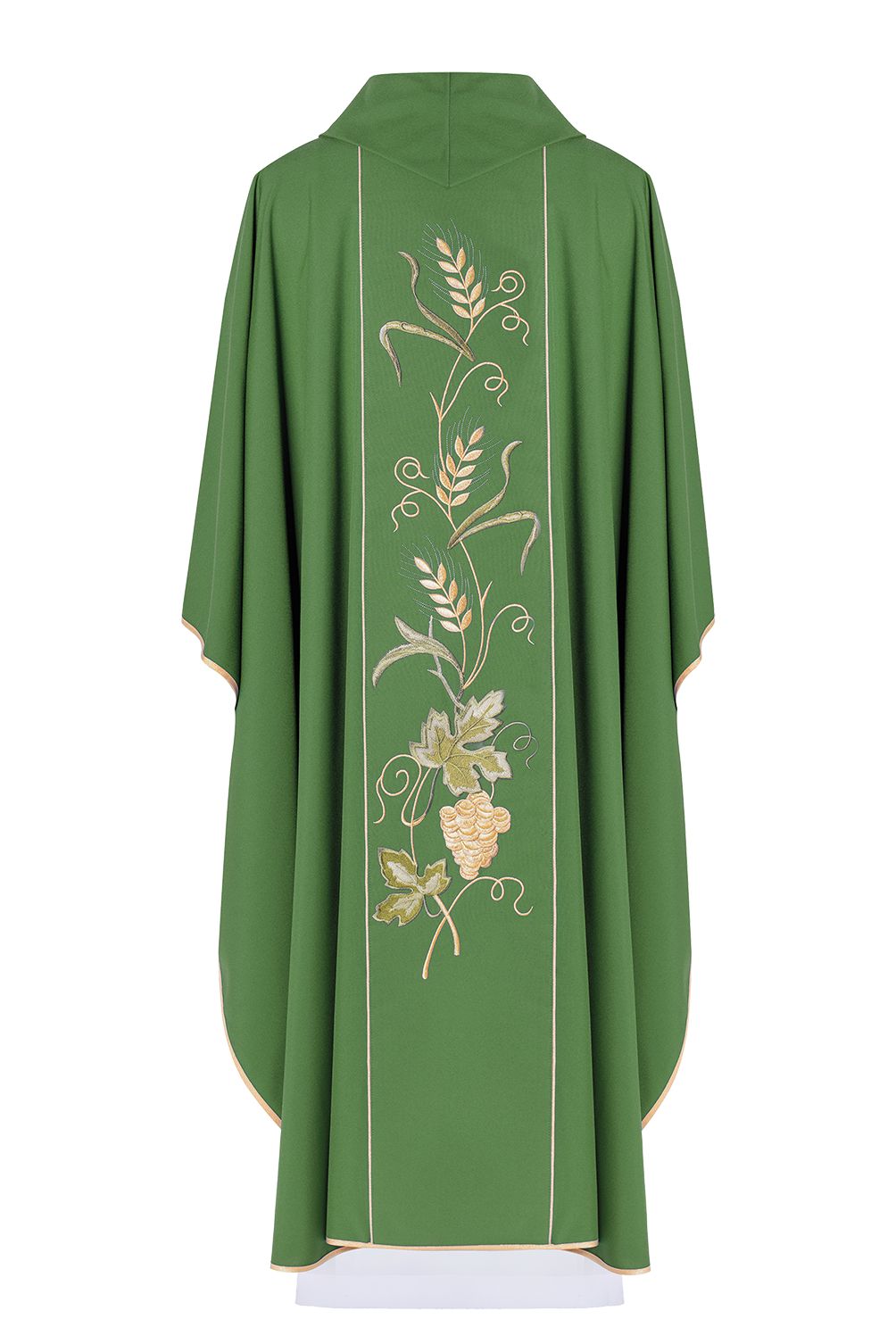 Ornat haftowany IHS, kłosy, winogrona - zielony (H23) - Ornaty zielone - zdjęcie 2 - Ornat haftowany IHS, kłosy, winogrona - zielony (H23)
