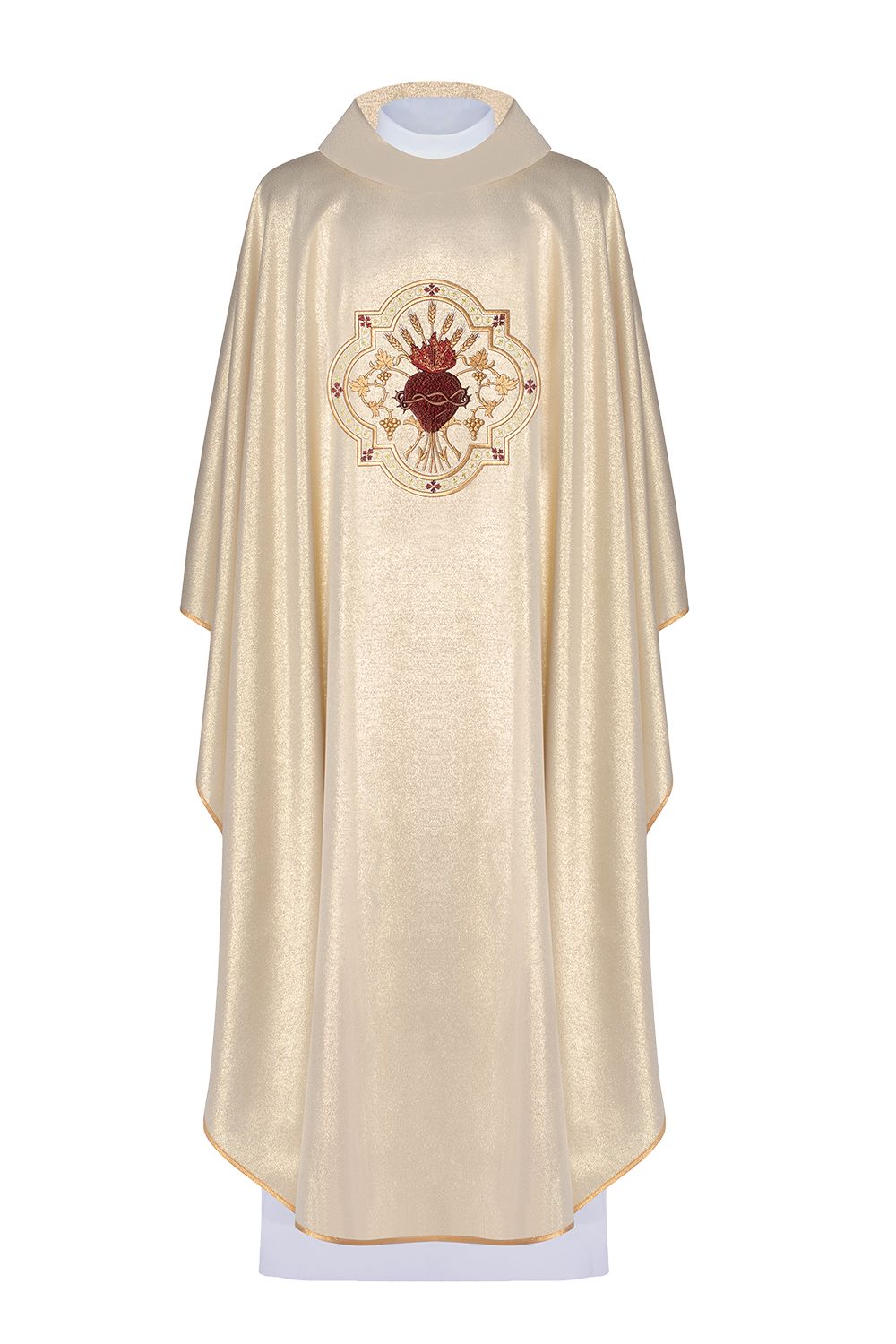 Ornat haftowany Serce Pana Jezusa i Kielich - złoty (H27) - Ornaty z Jezusem - Nowość