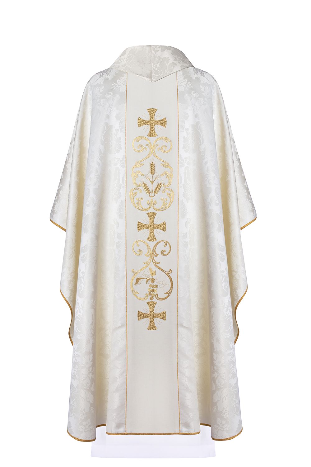 Ornat haftowany IHS i PAX - ecru (H33) - Ornaty białe/ ecru - zdjęcie 2 - Ornat haftowany IHS i PAX - ecru (H33)