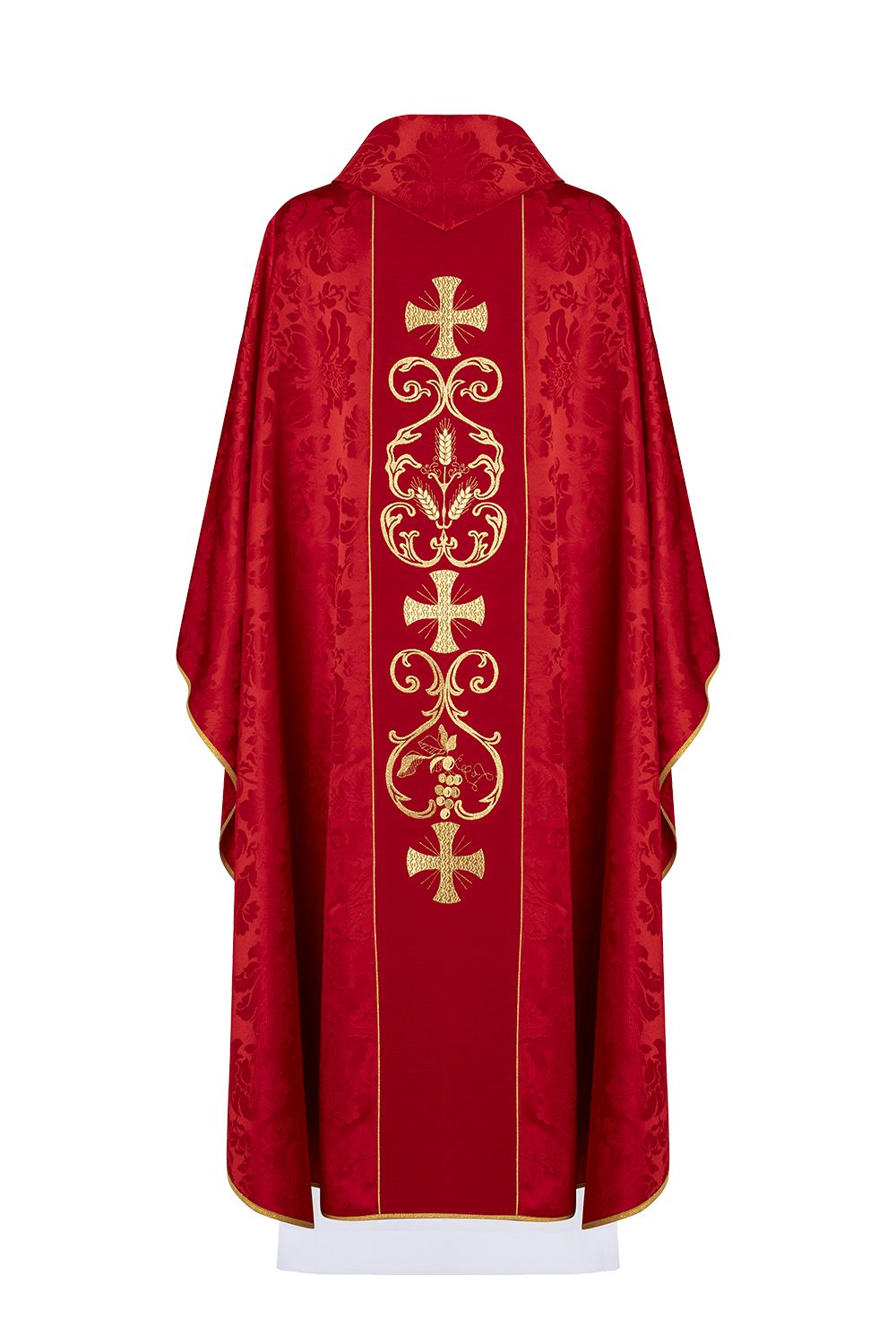 Ornat haftowany IHS i PAX - czerwony (H35) - Ornaty czerwone - zdjęcie 2 - Ornat haftowany IHS i PAX - czerwony (H35)