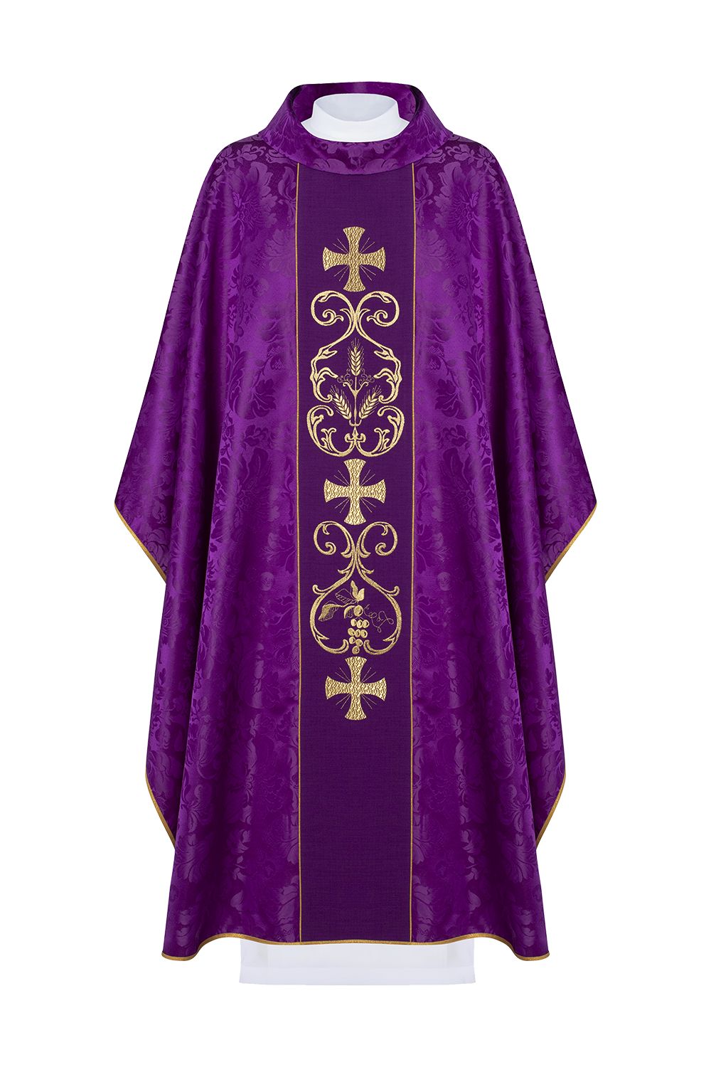 Ornat haftowany IHS i PAX - fioletowy (H36) - ORNATY NA WIELKI POST - Nowość