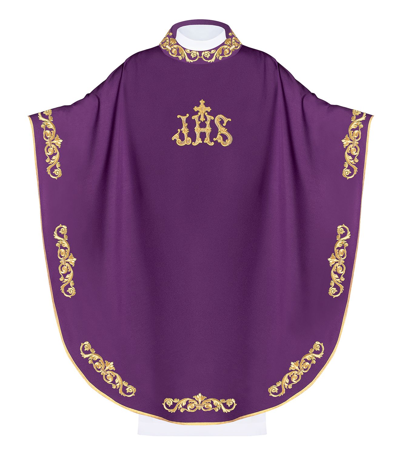 Ornat haftowany IHS - fioletowy (H37) - ORNATY NA WIELKI POST - Nowość
