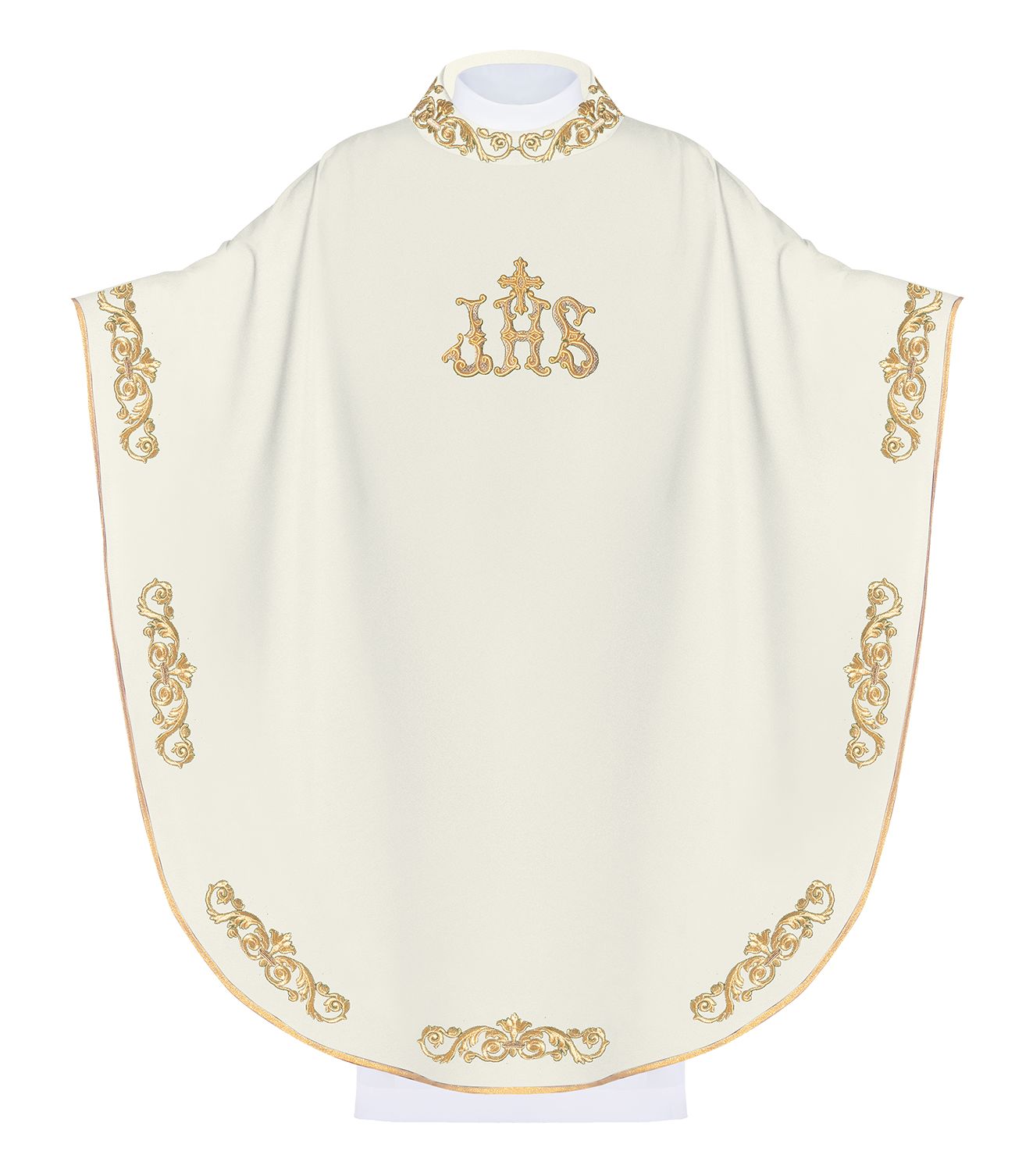 Ornat haftowany IHS - ecru (H38) - Ornaty białe/ ecru - Nowość