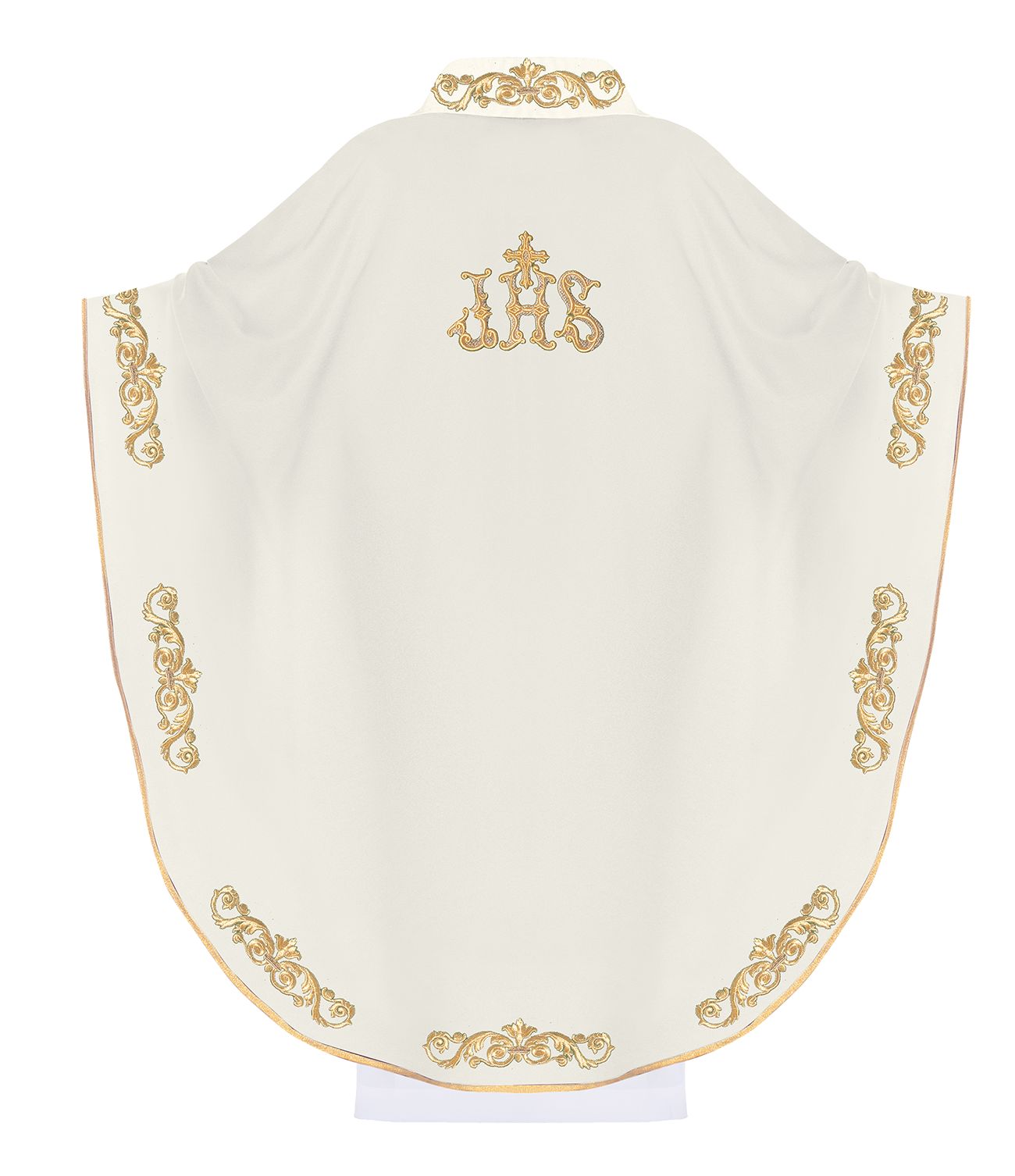 Ornat haftowany IHS - ecru (H38) - Ornaty białe/ ecru - zdjęcie 2 - Ornat haftowany IHS - ecru (H38)