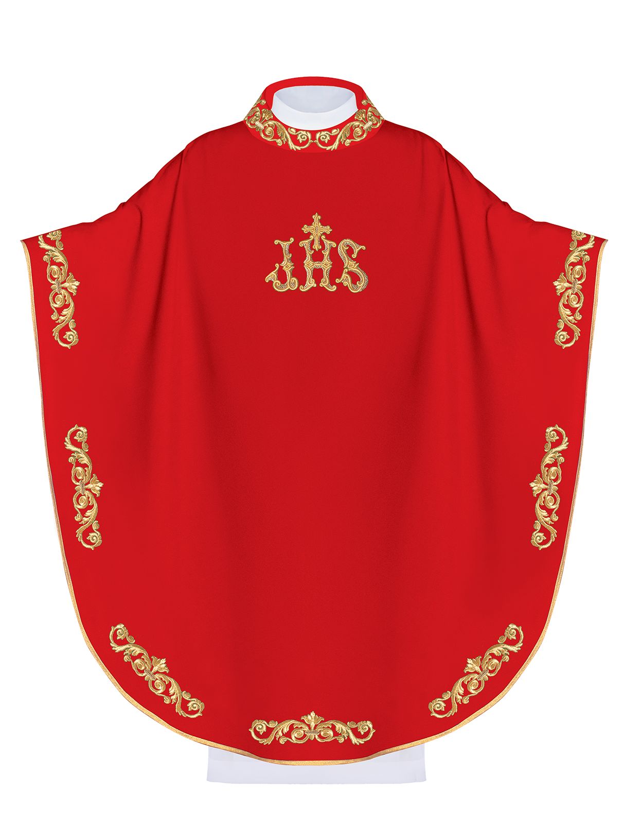 Ornat haftowany IHS - czerwony (H40) - Ornaty czerwone - Nowość