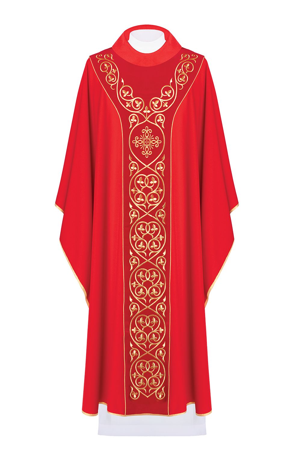 Ornat zdobiony haftem na aksamicie - czerwony (H42) - Ornaty czerwone - Nowość
